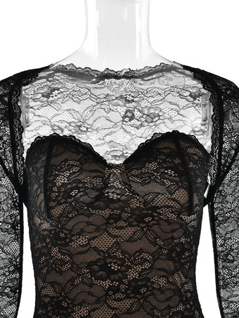 エレガントなブラックフローラルレースシュラッグマキシドレスボディコンイブニングドレス（レディース用）2026