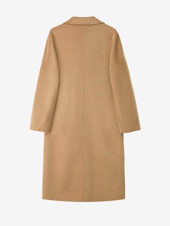 Manteau trapèze vintage en laine et cachemire mélangés avec revers classique et ceinture pour femme (collection 2026)