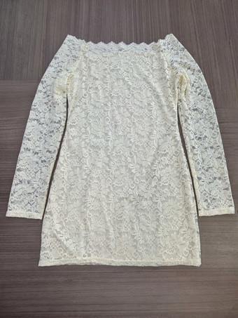 オフショルダー フローラル レース ボディコン 長袖 ミニ パーティードレス レディース 2026