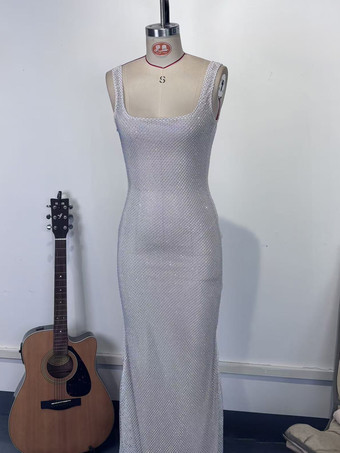 グラマラスな輝きを放つスクエアネックボディコンマーメイドマキシドレス（レディース）2026