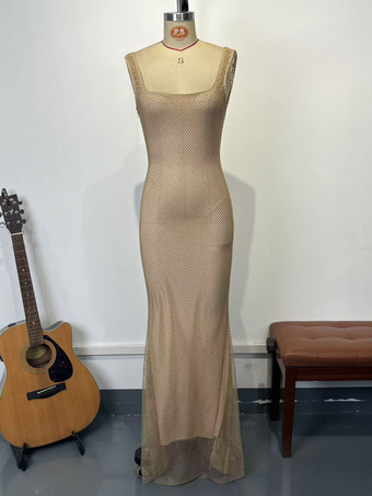 グラマラスな輝きを放つスクエアネックボディコンマーメイドマキシドレス（レディース）2026