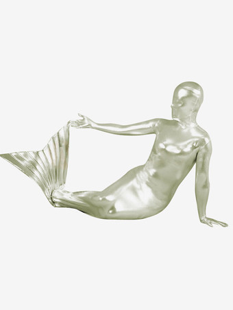 Silbrig Nixen-Strumpfanzug Gold glänzenden Metallic Meerjungfrau Kostüm