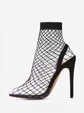 noir Bottes d'été noires bout pointu Plaid PVC Synthétique polyuréthane Plaid bottes d'été pour les femmes