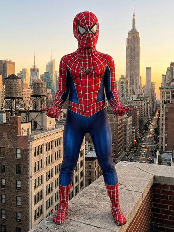 スパイダーマン子供コスプレ赤ジャンプスーツライクラスパンデックスキャットスーツ全身タイツ 2002 マーベル映画スパイダーマン子供のコスプレ衣装