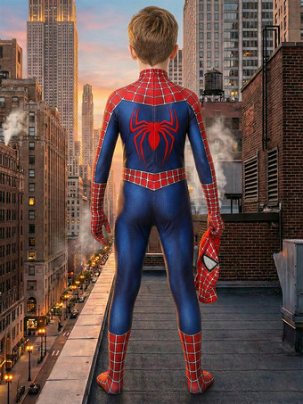 スパイダーマン子供コスプレ赤ジャンプスーツライクラスパンデックスキャットスーツ全身タイツ 2002 マーベル映画スパイダーマン子供のコスプレ衣装