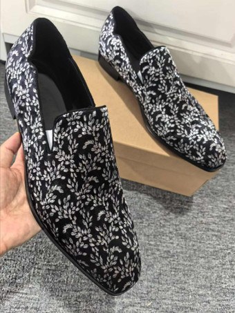 メンズ プロムローファー スクエアトゥ スリップオン ドレス パーティーシューズ