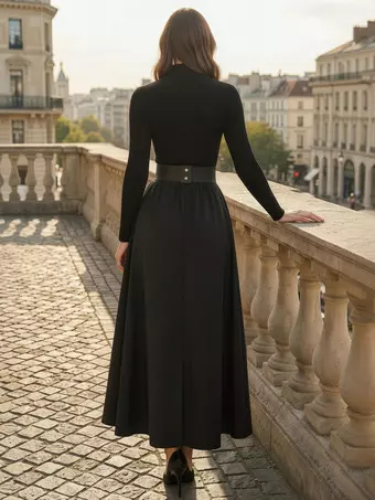 black long sleeve mini dress bodycon Off-Piste Colour:Hot pink Wheelchair-friendly A Line Deep V The fitted