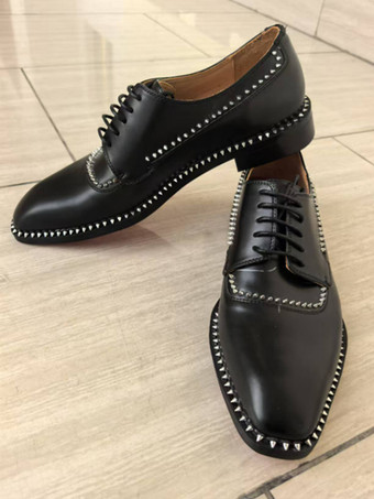 メンズドレスシューズ ブラック スクエアトゥ ラインストーン レースアップ ウェディング プロムシューズ