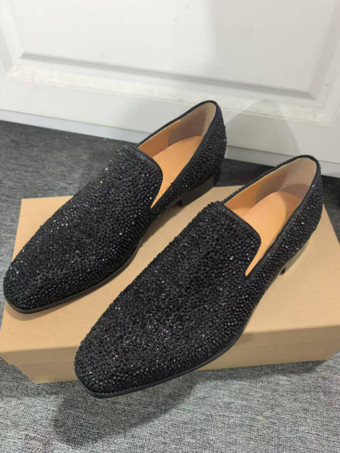 メンズ プロムシューズ グリッター スクエアトゥ スリッポン ドレス ウェディングシューズ