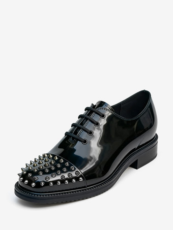 Nero Scarpe eleganti nere da uomo con punta tonda borchie lacci e scarpe da ballo