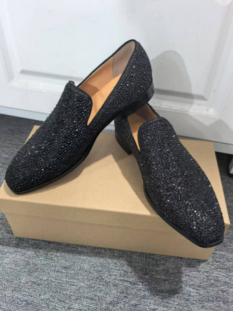 メンズ プロムシューズ グリッター スクエアトゥ スリッポン ドレス ウェディングシューズ