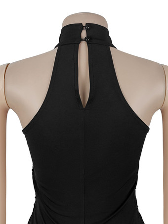 Paillettenbesetztes langes Abendkleid mit Neckholder geraffter Taille und hohem Schlitz für Damen (2026)