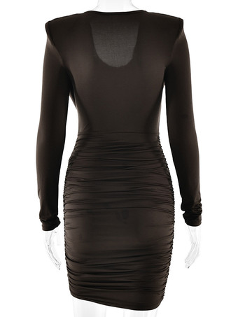 Mini abito moderno arricciato con scollo a V profondo per donna 2026