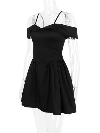 Abitino nero con spalline sottili Mini abiti svasati per festa di compleanno