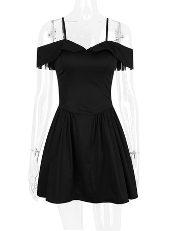 Abitino nero con spalline sottili Mini abiti svasati per festa di compleanno