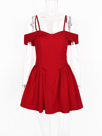 Abitino nero con spalline sottili Mini abiti svasati per festa di compleanno