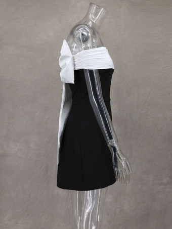 Mini abito a spalle scoperte con fiocco sulla schiena abito da festa di compleanno a trapezio per donna 2026