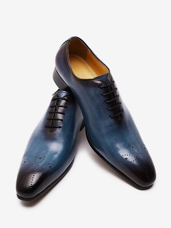 Zapatos de vestir para hombre zapatos Oxford de calidad con punta redonda zapatos de piel de vaca para graduación y boda