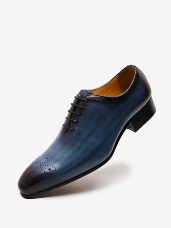 Zapatos de vestir para hombre zapatos Oxford de calidad con punta redonda zapatos de piel de vaca para graduación y boda