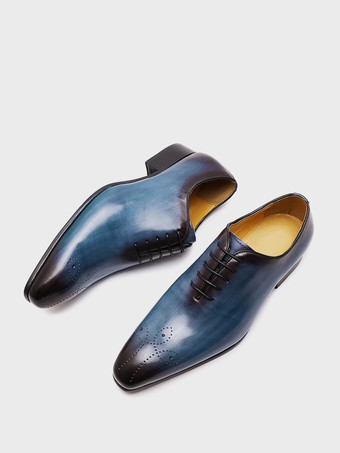 Zapatos de vestir para hombre zapatos Oxford de calidad con punta redonda zapatos de piel de vaca para graduación y boda