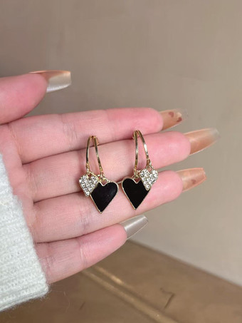 Nero Orecchini pendenti a doppio cuore per donna 2026