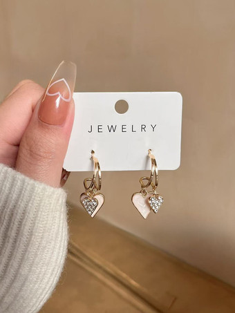 Bianco Orecchini pendenti a doppio cuore per donna 2026