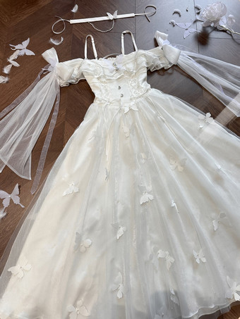 姫ウェディング スイートロリータ ノースリーブ パール ホワイト ロリータ ドレス デイリーカジュアルドレス