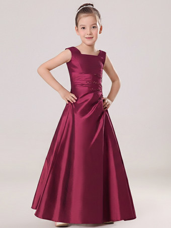Rosa FucsiaAbiti Cerimonia Bambina Abito per bimba cioccolato in taffettà alla caviglia