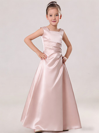 RosaAbiti Cerimonia Bambina Abito per bimba cioccolato in taffettà alla caviglia