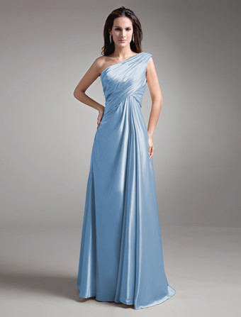 AcquaAbito per la madre della sposa champagne in satin elastico con perline a terra Abiti per Ospiti di Matrimonio