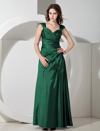 Dunkelgrün      A-Linie-Brautjungfernkleid aus Taft in Dunkellila