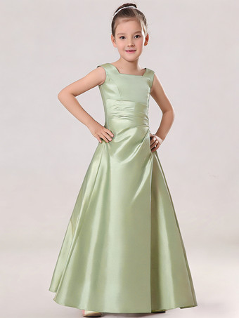Verde SalviaAbiti Cerimonia Bambina Abito per bimba cioccolato in taffettà alla caviglia