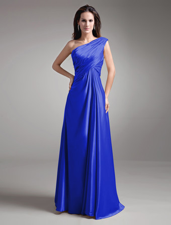 Blu RealeAbito per la madre della sposa champagne in satin elastico con perline a terra Abiti per Ospiti di Matrimonio