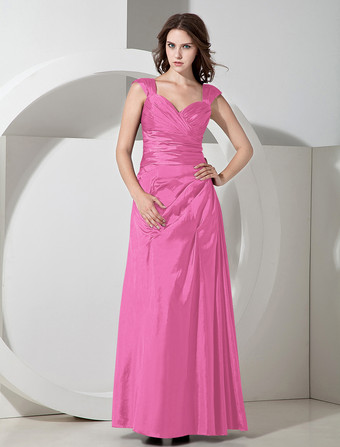 RosaA-Linie-Brautjungfernkleid aus Taft in Dunkellila