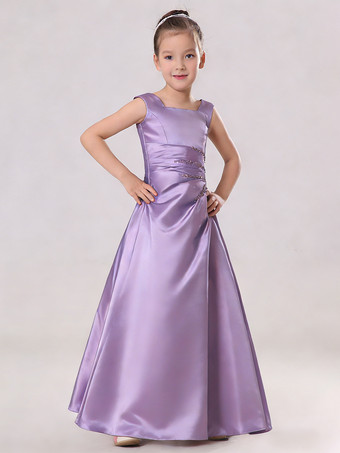 LavandaAbiti Cerimonia Bambina Abito per bimba cioccolato in taffettà alla caviglia