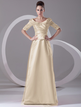 シャンパンイブニングドレス Vネック プロムドレス ボールガウンライン パーティードレス レッド サテン ファスナー ロング丈 五分袖 フォーマルドレス 演奏会ドレス 結婚式 二次会ドレス 発表会 ナチュラルウェストライン ウェディング ティアード