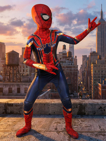 Spider-Man Kids Cosplay Jumpsuit Red Lycra Spandex Marvel Comics Cosplay Costumes
