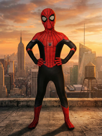 マーベルコミックスパイダーマン：ファーフロムホームコスプレピーターパーカーキッドライクラスパンデックスコスプレジャンプスーツ