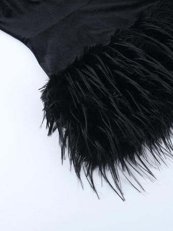 Mini abito da festa aderente sexy con scollo a cuore e piume per donna 2026