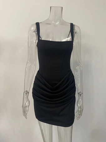 Mini abito aderente con scollo quadrato lacci sul retro corsetto arricciato per donna 2026