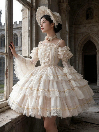 Süßes Lolita-Kleid für die Hochzeit JSK Polyester Kurzarm Süßes Ballett-Lolita-Kleid