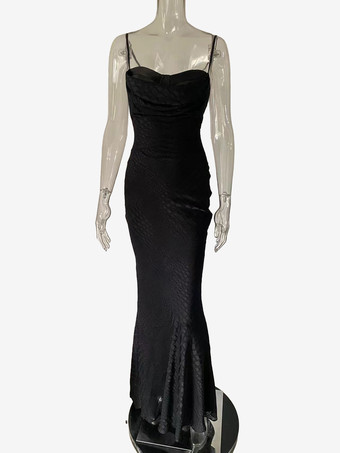 Vestido largo de cola de pez con cuello vuelto y estampado animal para mujer 2026