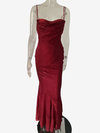 Vestido largo de cola de pez con cuello vuelto y estampado animal para mujer 2026