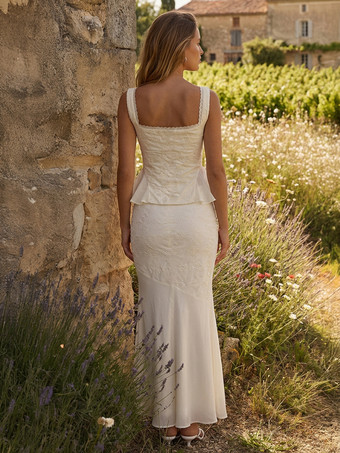 刺繍入りノースリーブトップスとアシンメトリーマーメイドスカートの2ピースセット（レディース）2026