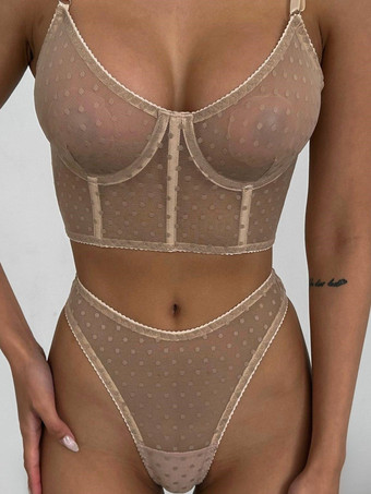 ブラジャー パンティ セット ブラック レース 水玉 透け感のある 2点セット セクシーな大人のランジェリー