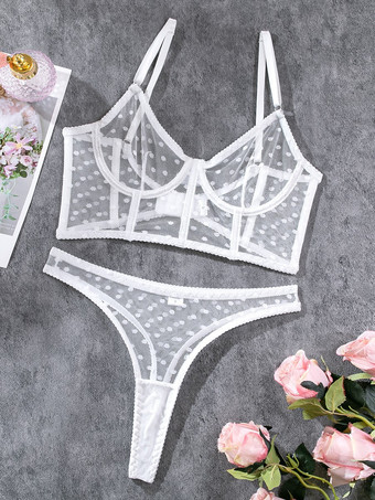 ブラジャー パンティ セット ブラック レース 水玉 透け感のある 2点セット セクシーな大人のランジェリー