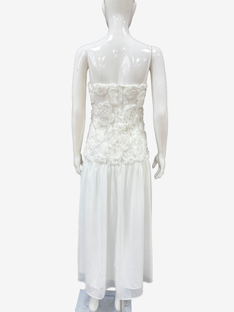 Abito da festa lungo con canotta plissettata floreale 3D per donna 2026