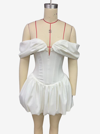 Mini abito da festa con corsetto scollo a V profondo e spalle scoperte per donna 2026