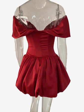 Mini abito da festa con corsetto scollo a V profondo e spalle scoperte per donna 2026