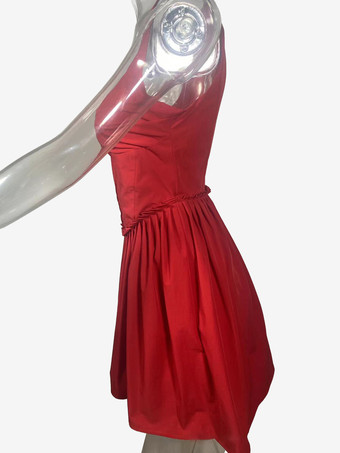 Vestido mini plisado fruncido con escote cuadrado y cintura tipo corsé en forma de V para mujer 2026